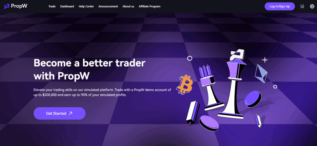 My Crypto Funding interface showcasing 940+ cryptocurrencies with 2-hour payouts among best crypto prop firms