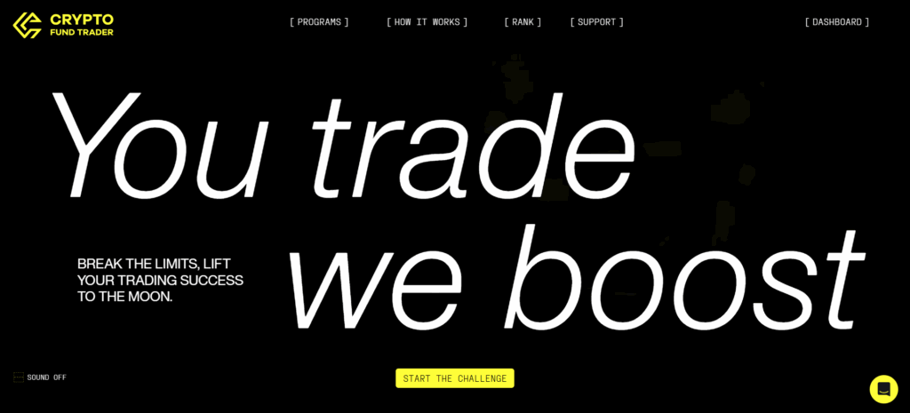 Crypto Fund Trader homepage showing 715 crypto pairs with Bybit partnership for UK based crypto prop firms